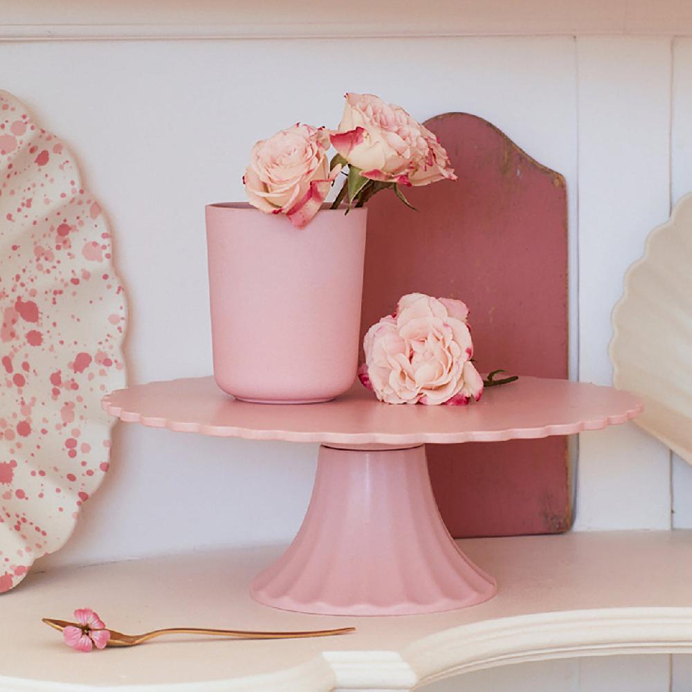 Lenox Medium Reusable Bamboo Cake Stand Pink