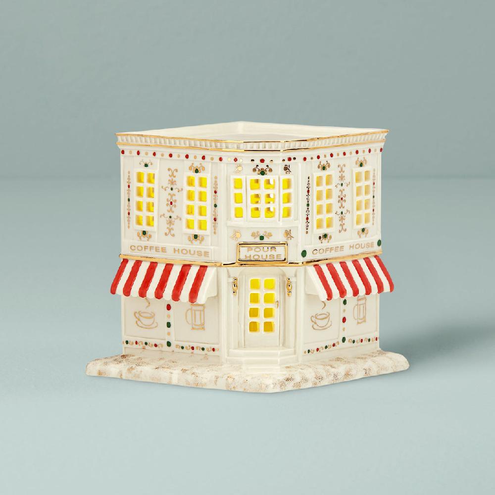 lenox Mistletoe Park Lit Coffee Shop Figurine