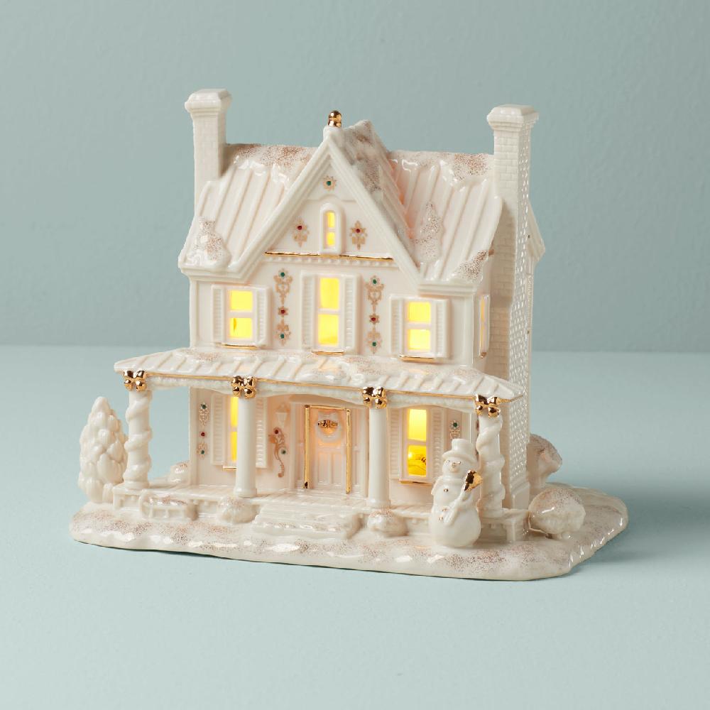 lenox Mistletoe Park Lit Farmhouse Figurine
