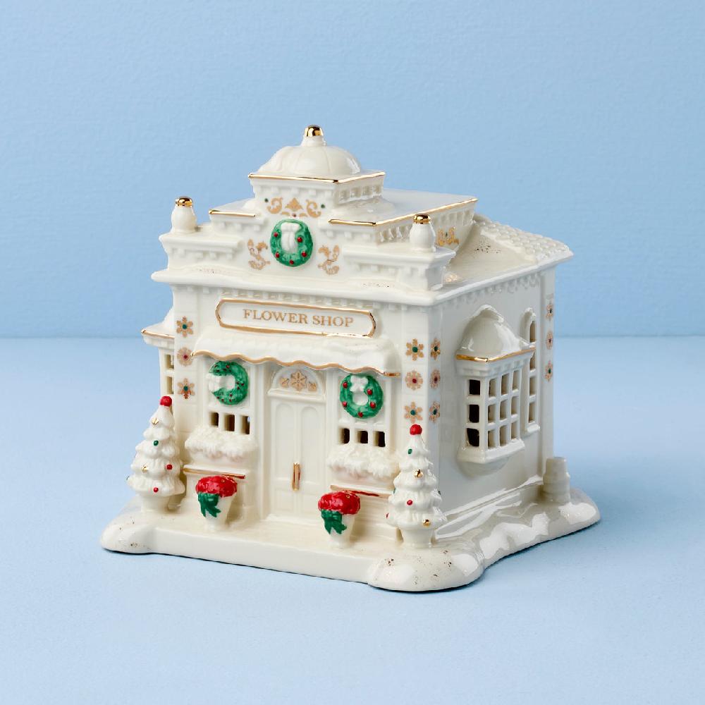 Lenox Mistletoe Park Lit Flower Shop Figurine