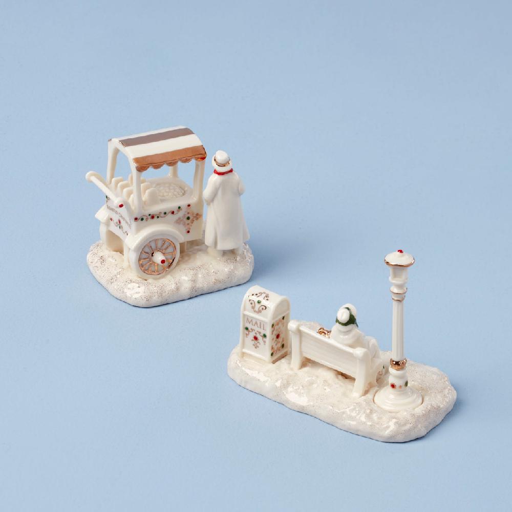 Lenox Mistletoe Park Parkbench & Chestnut Seller Set