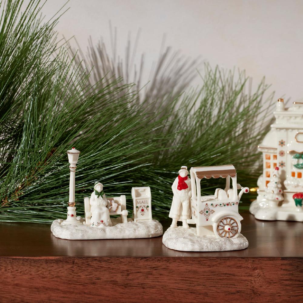 Lenox Mistletoe Park Parkbench & Chestnut Seller Set