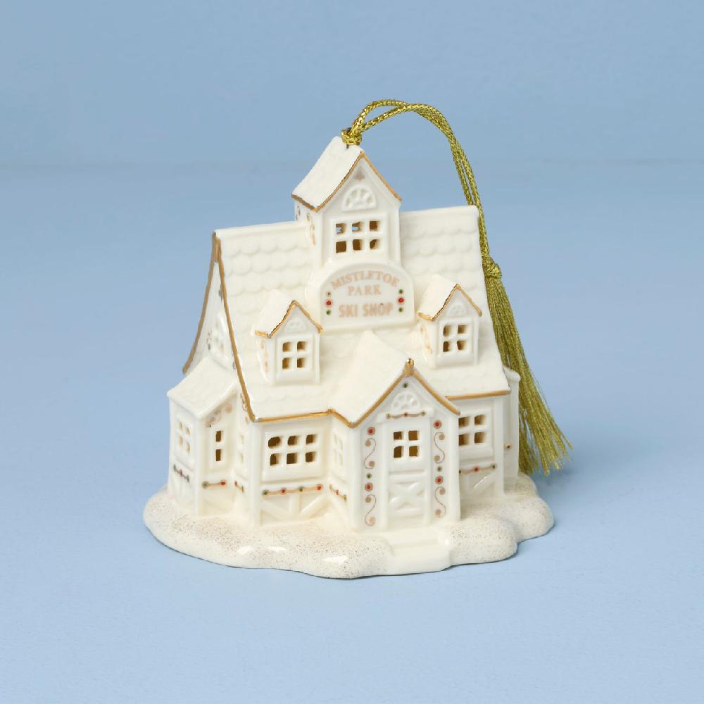 lenox Mistletoe Park Ski Shop Lit Ornament