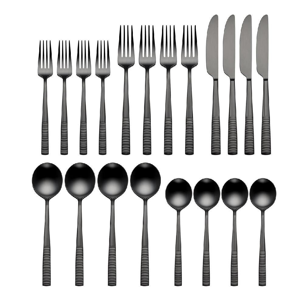 Lenox Modulus Black Satin 20 Piece Flatware Set