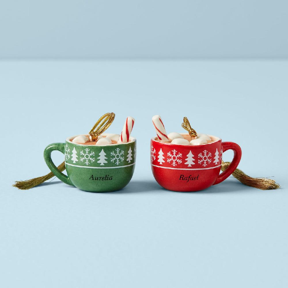 lenox Personalized Hot Cocoa 2-Piece Ornament Set