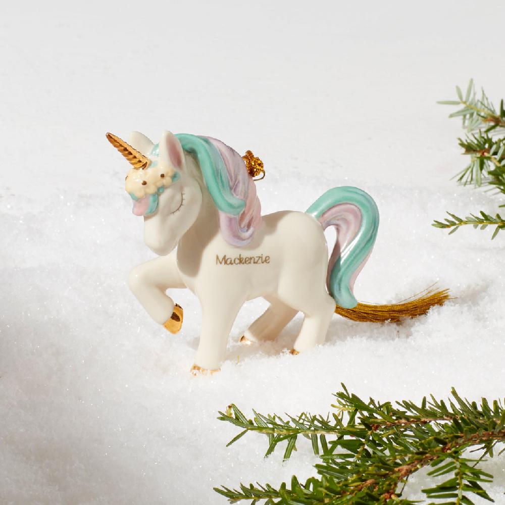 Lenox Personalized Prancing Unicorn Ornament