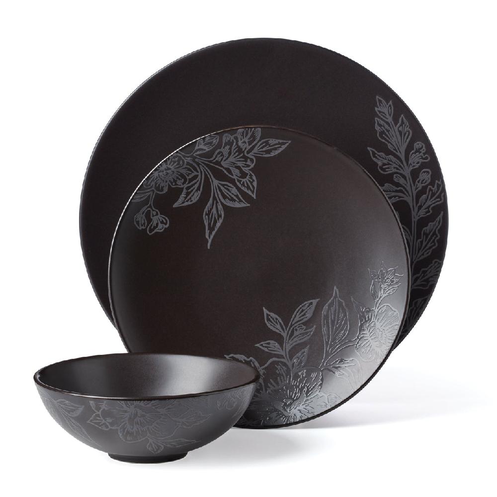 Lenox Roseto Charcoal 12-Piece Dinnerware Set