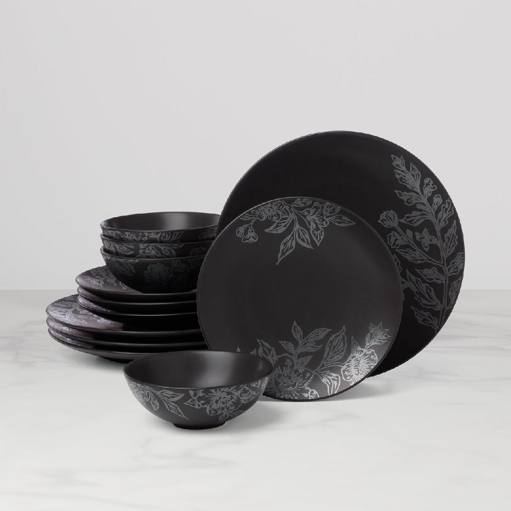 lenox Roseto Charcoal 12-Piece Dinnerware Set
