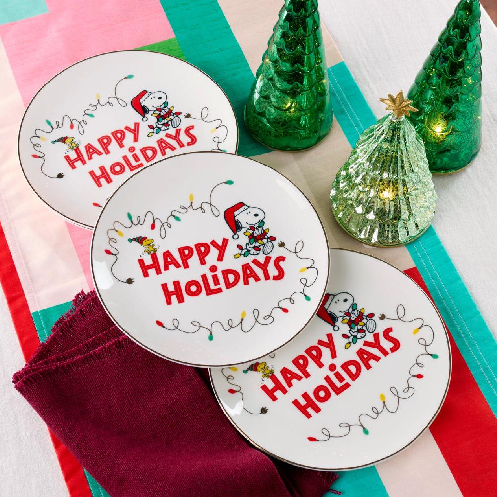 Lenox Snoopy Christmas Accent Plates - Set Of 4