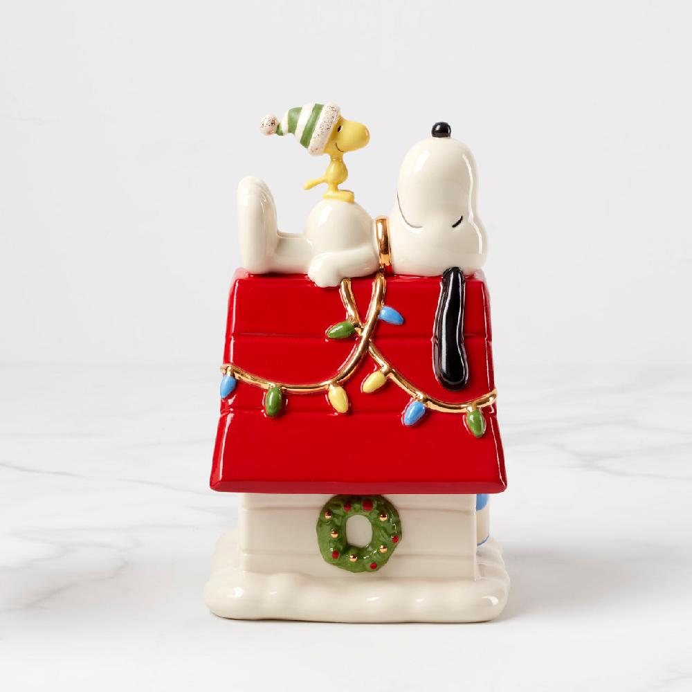 Lenox Snoopy Christmas Covered Candy Dish