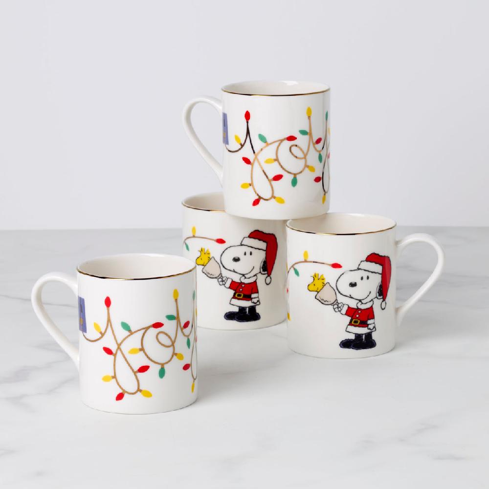 lenox Snoopy Christmas Mugs - Set of 4