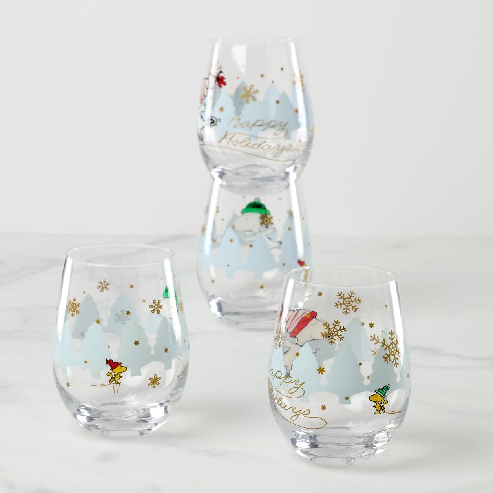 Lenox Snoopy Skating Christmas Tumblers - Set Of 4