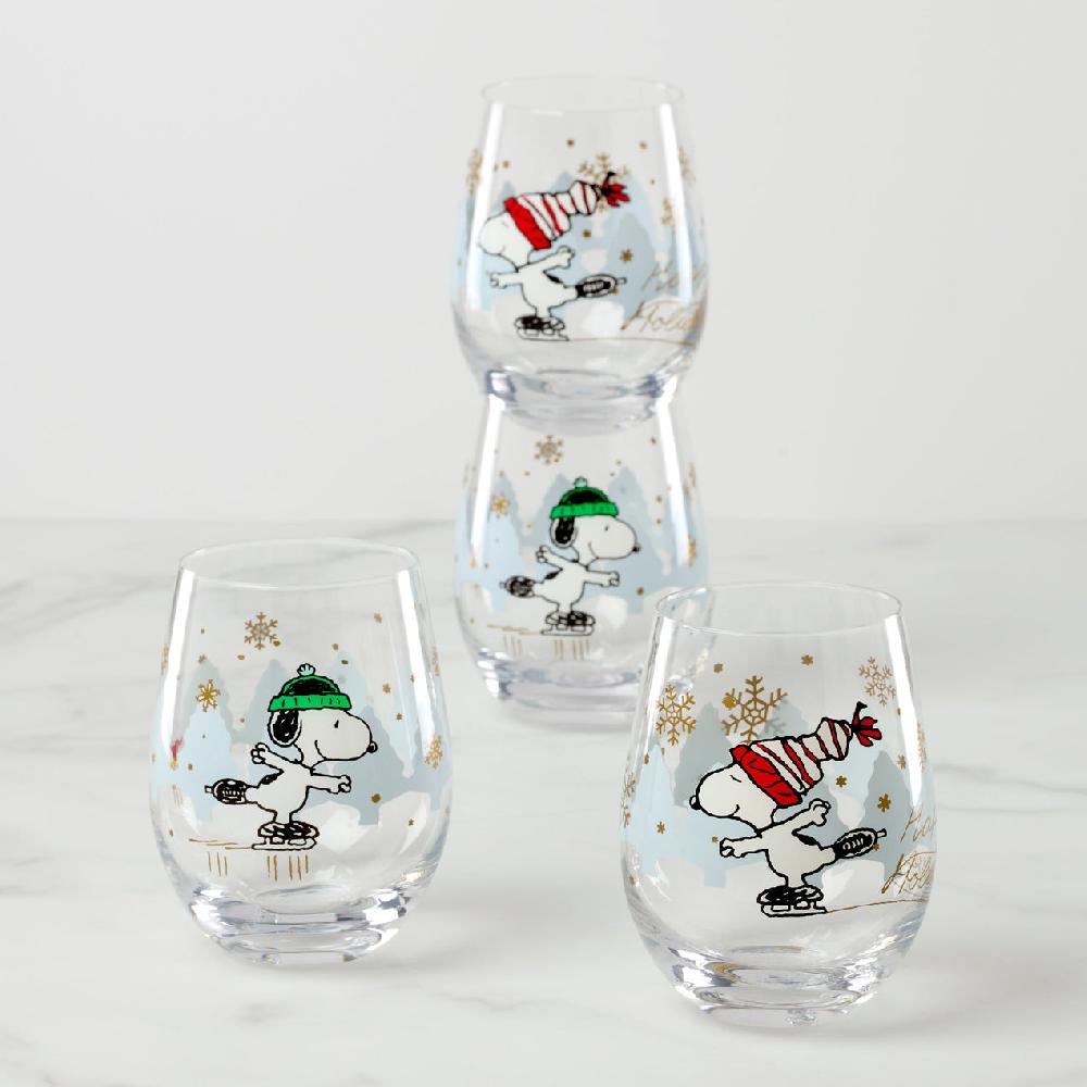 lenox Snoopy Skating Christmas Tumblers - Set Of 4
