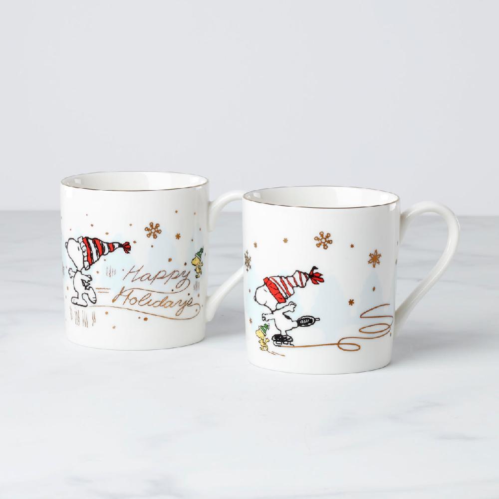lenox Snoopy Skating Mugs - Set of 2