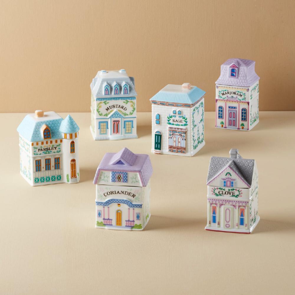 lenox Lenox Spice Village 6-Piece Spice Jar Set Rustic Row