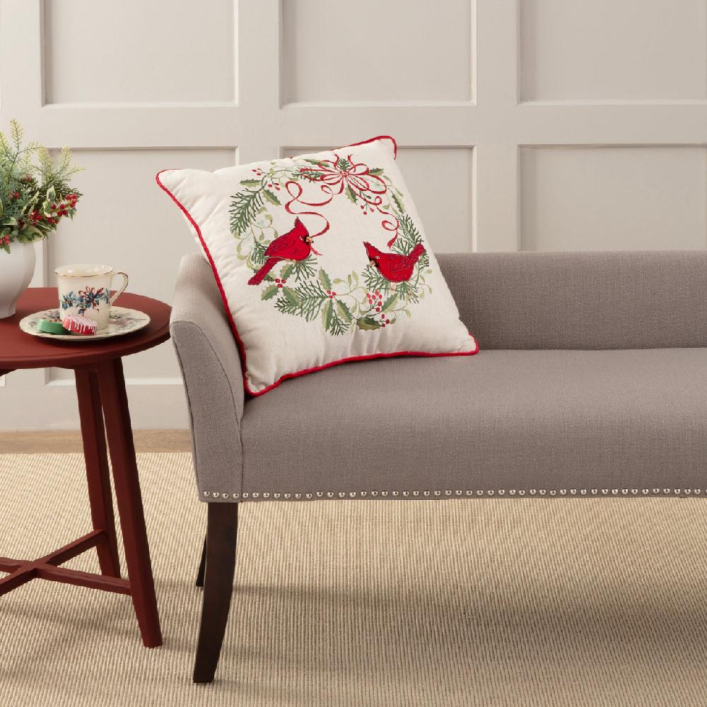 Lenox Winter Greetings Wreath 18X18 Throw Pillow