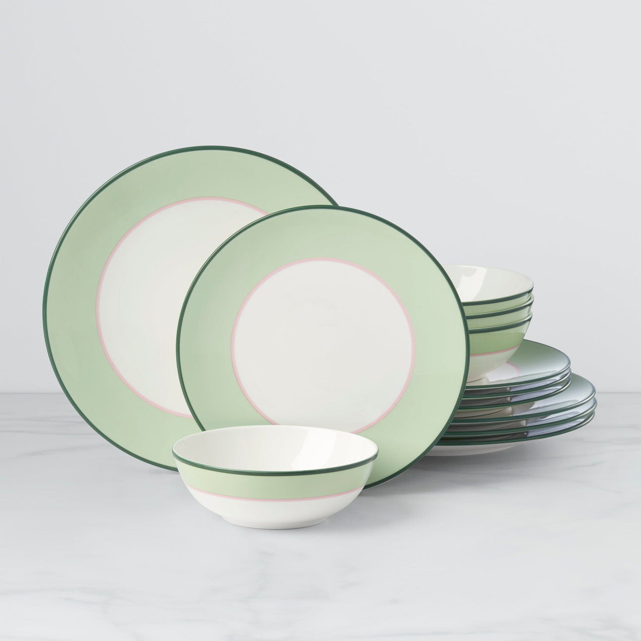 lenox Make It Pop 12-Piece Dinnerware Set - Green/Pink