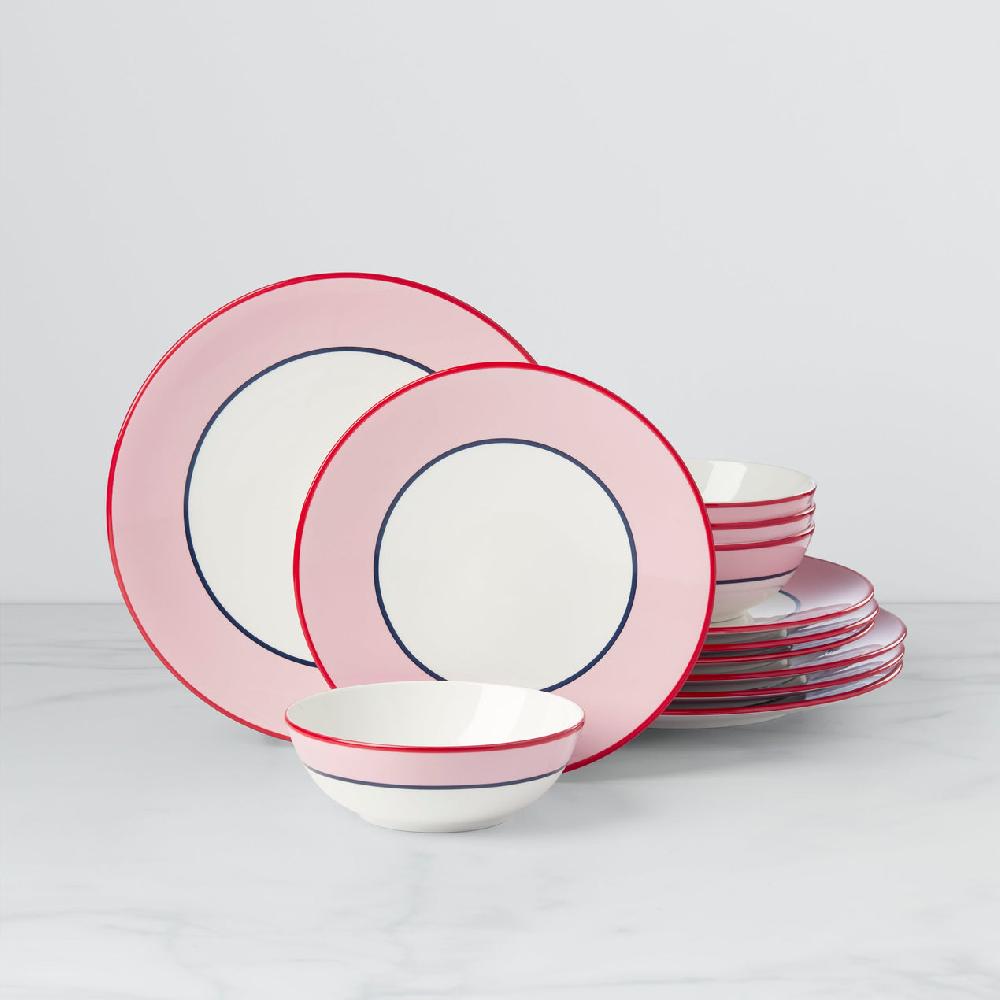 lenox Make It Pop 12-Piece Dinnerware Set - Pink/Navy