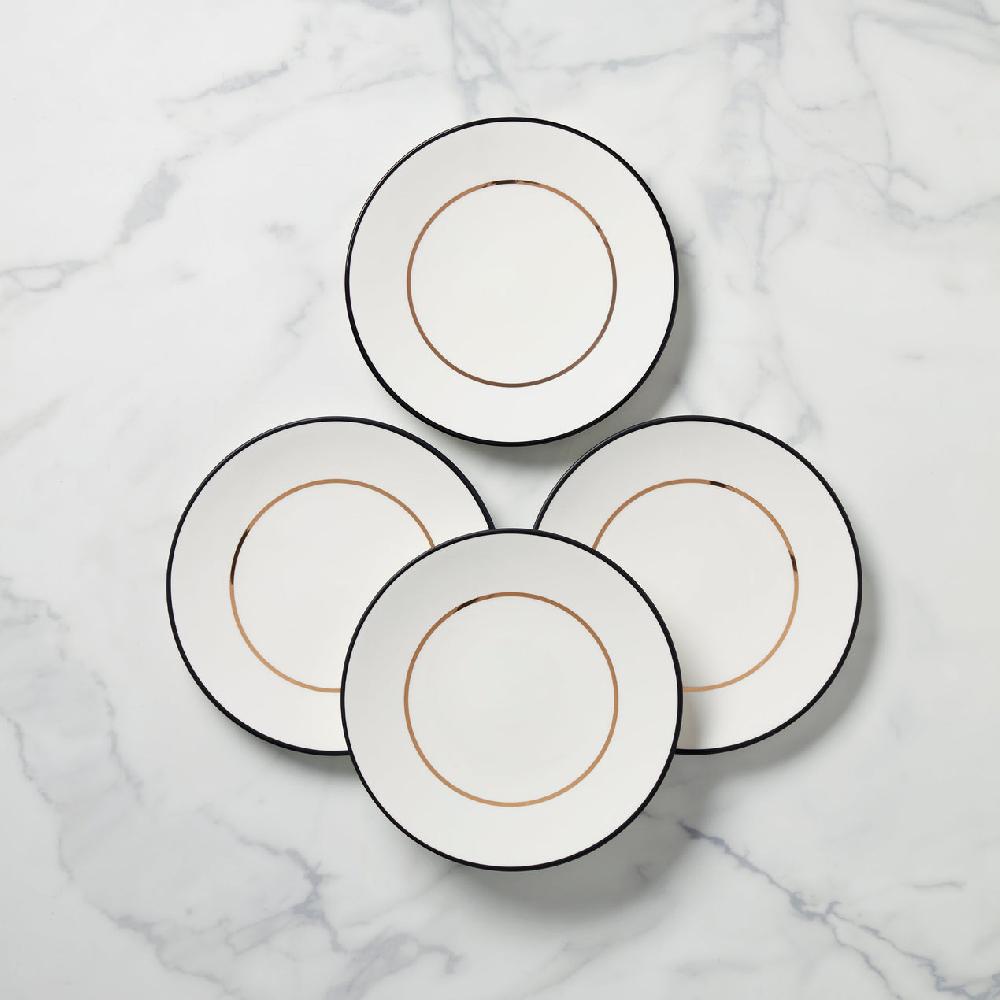 lenox Make It Pop Accent Plates - Set of 4 - Black/Gold