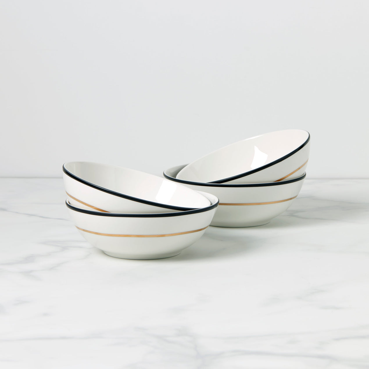 lenox Make It Pop All-Purpose Bowls - Set of 4 - Black/Gold