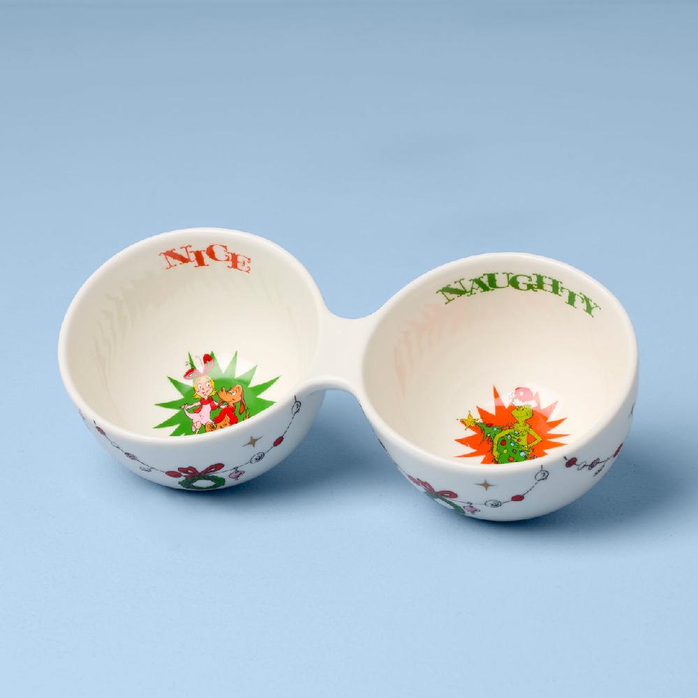 Lenox Merry Grinchmas Naughty Or Nice Double Dip Bowl