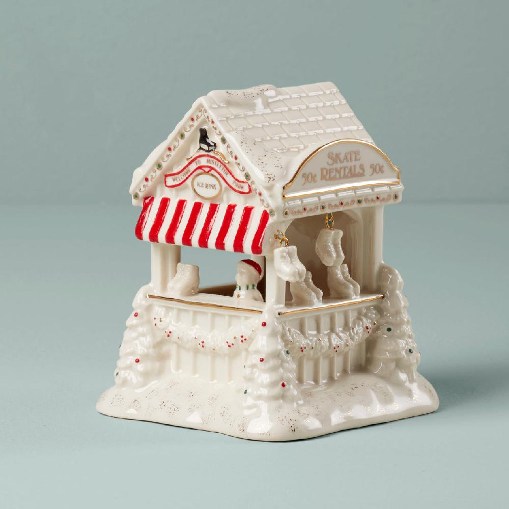 lenox Mistletoe Park Ice Skate Rental Booth Figurine