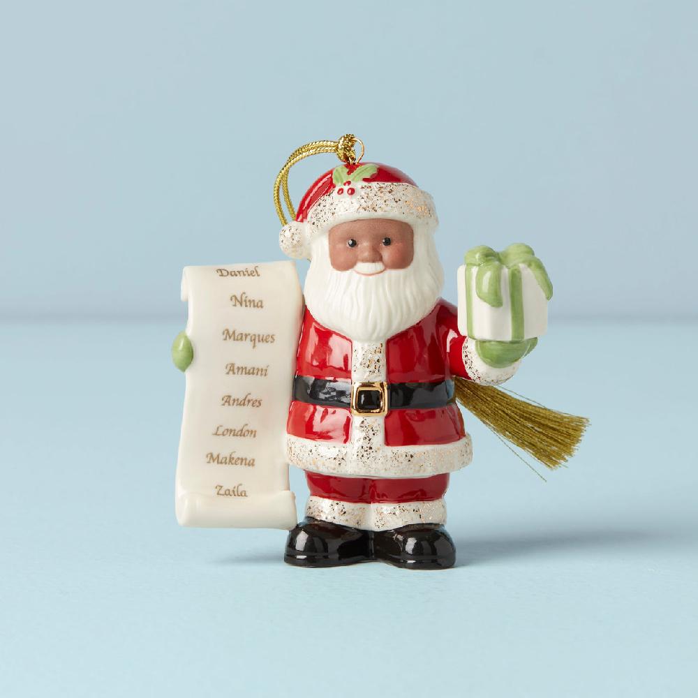 lenox Personalized African American Santa with List Ornament