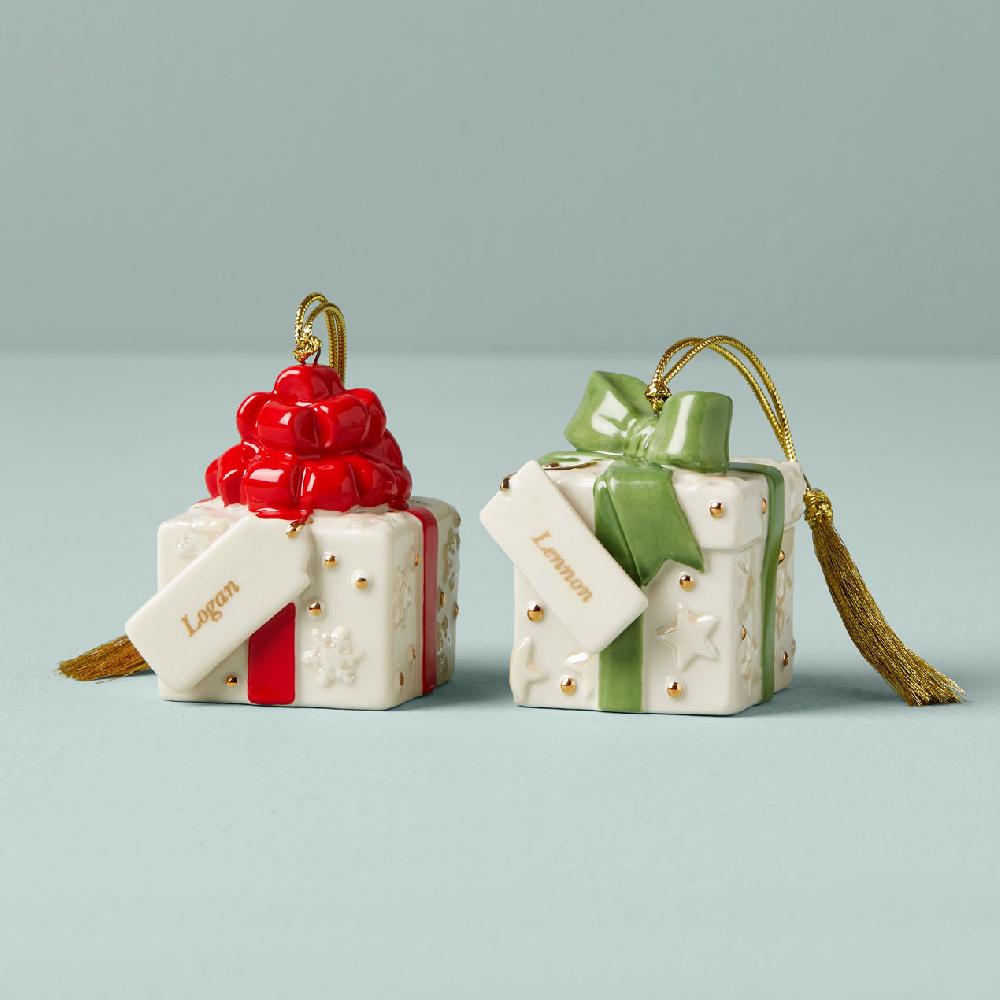 lenox Personalized Forever Friends Presents 2-Piece Ornament Set