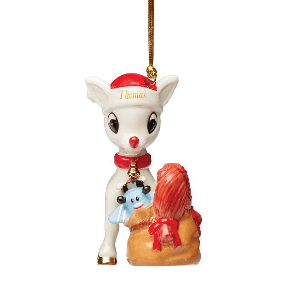 Lenox Personalized Rudolph Delivering Toys Ornament