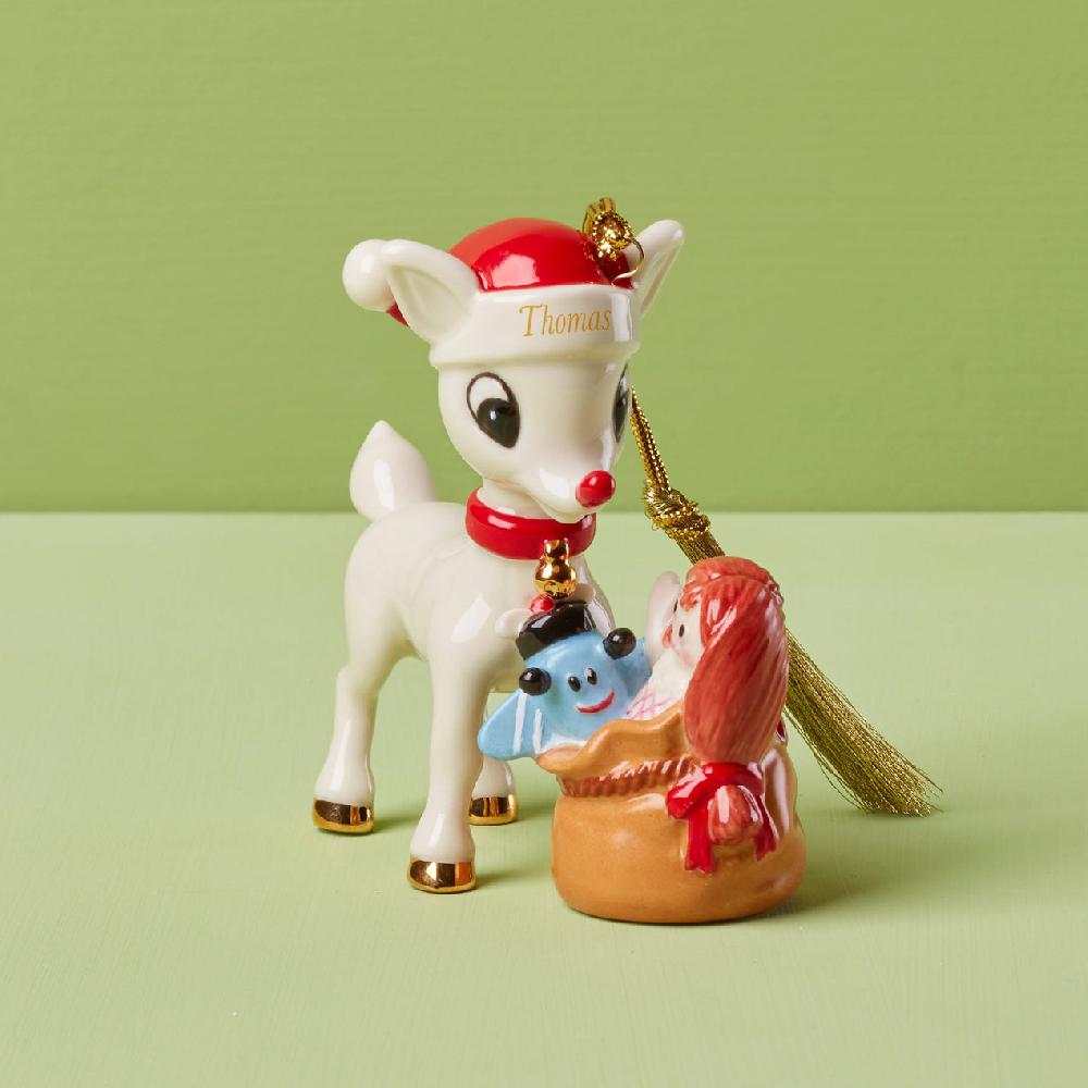 lenox Personalized Rudolph Delivering Toys Ornament