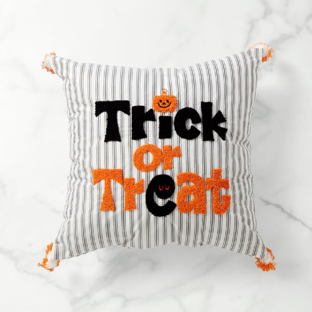 lenox Trick or Treat 18x18 Striped Halloween Pillow