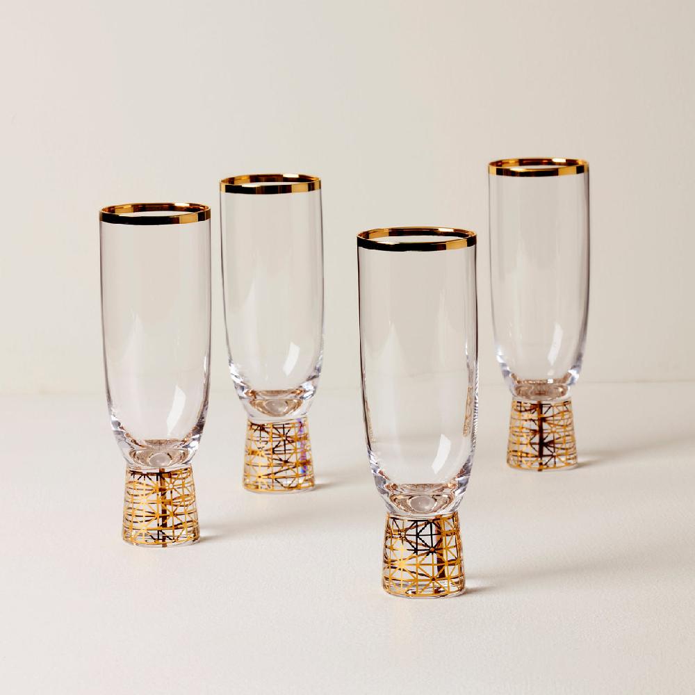lenox Tuscany Classics Gold Frost Flute Glasses - Set Of 4