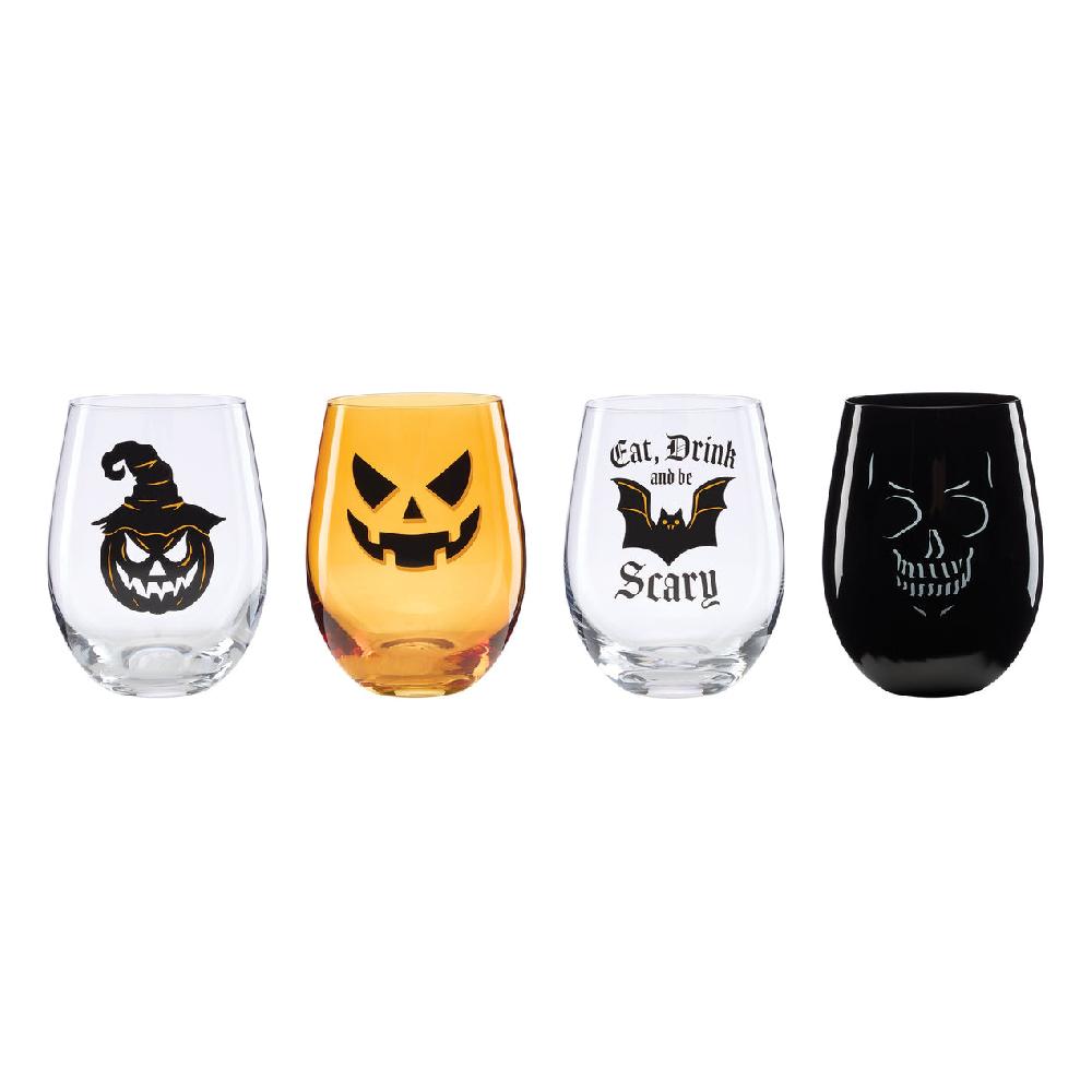 lenox Vintro Halloween Stemless Wine Glasses Set of 4