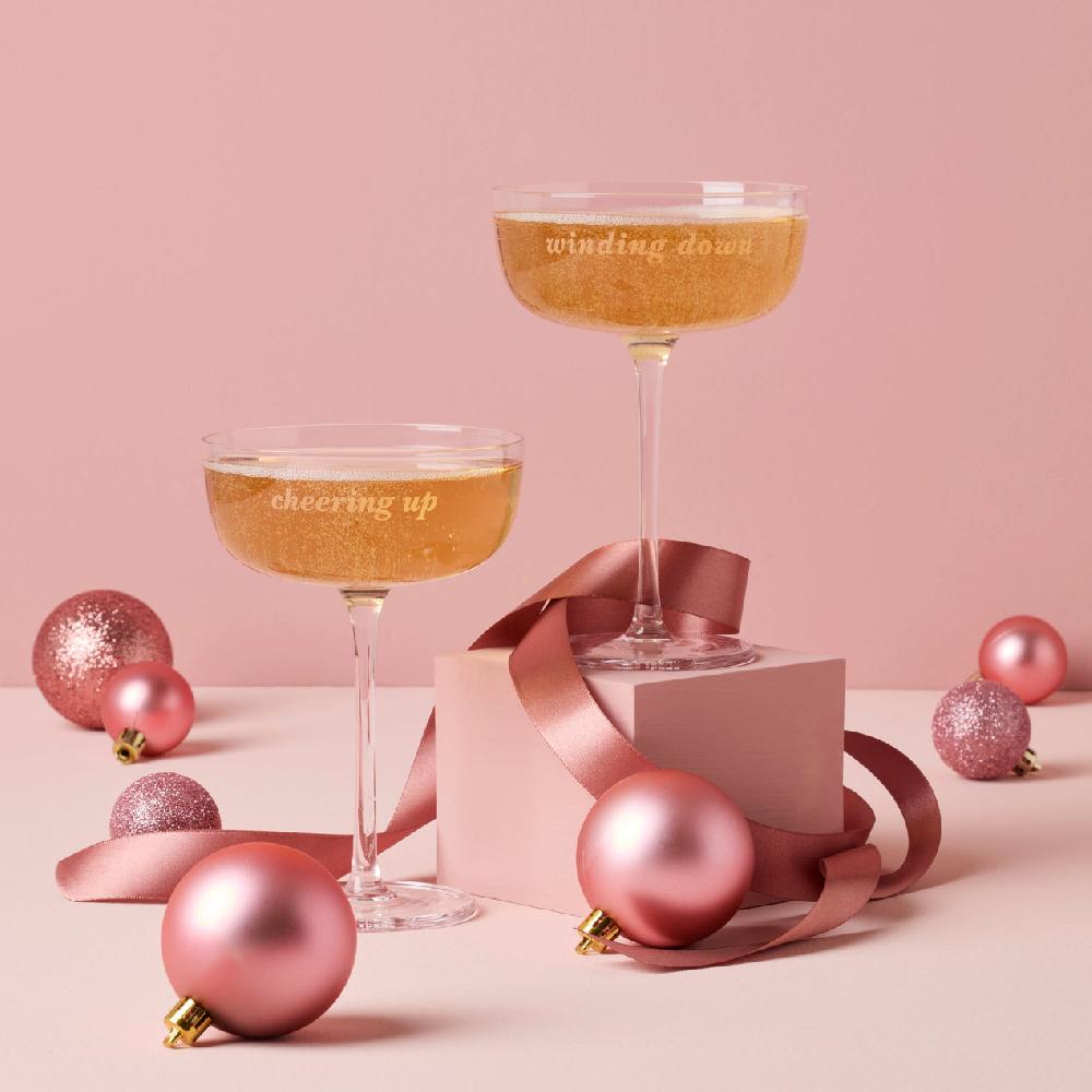 Lenox Winding Down & Cheering Up Coupe Glasses - Set Of 2