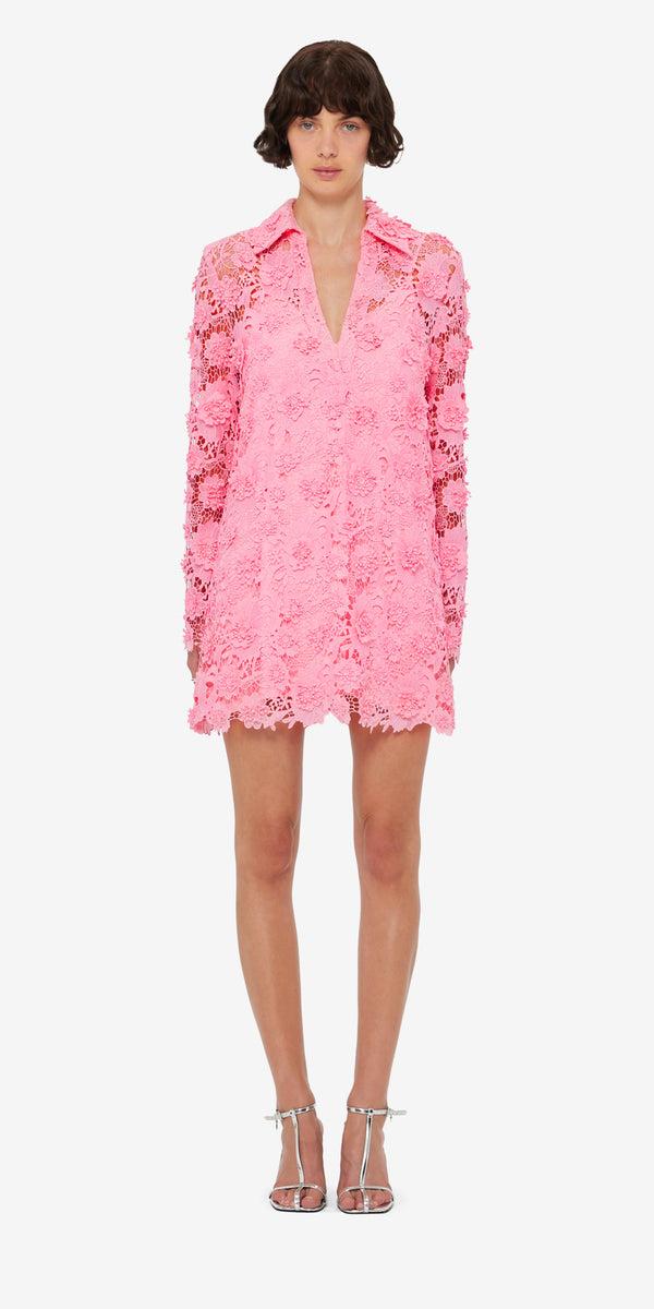 Leo Lin Acacia Lace Shirt Mini Dress