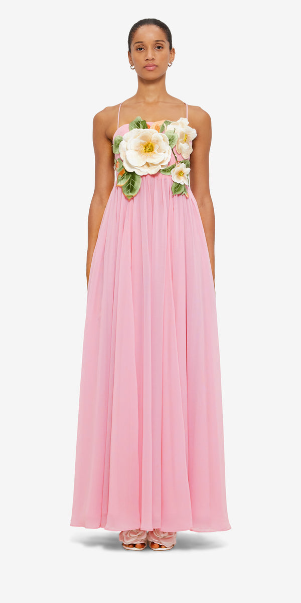 Leo Lin Agnes Appliqué Floral Maxi Dress