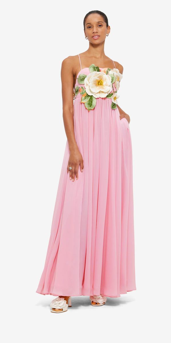 Leo Lin Agnes Appliqué Floral Maxi Dress