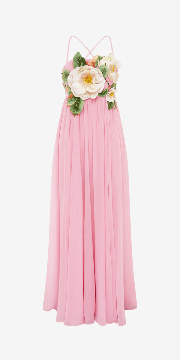 leo lin Agnes Appliqué Floral Maxi Dress