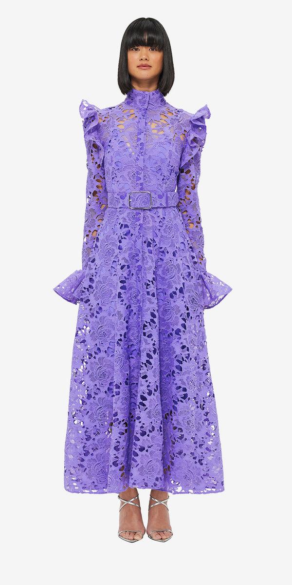 Leo Lin Aliyah Lace Butterfly Sleeve Midi Dress