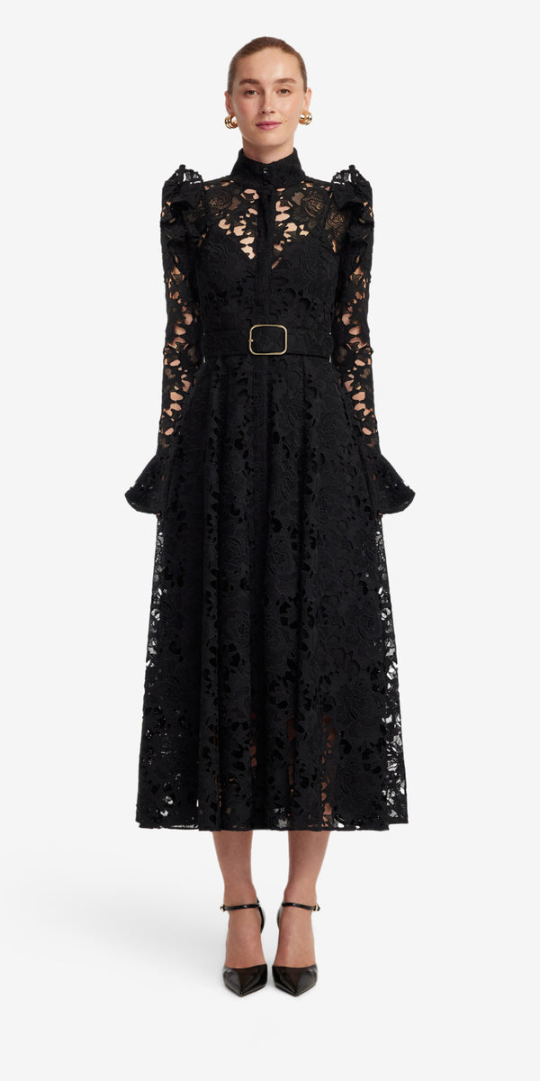 Leo Lin Aliyah Lace Butterfly Sleeve Midi Dress