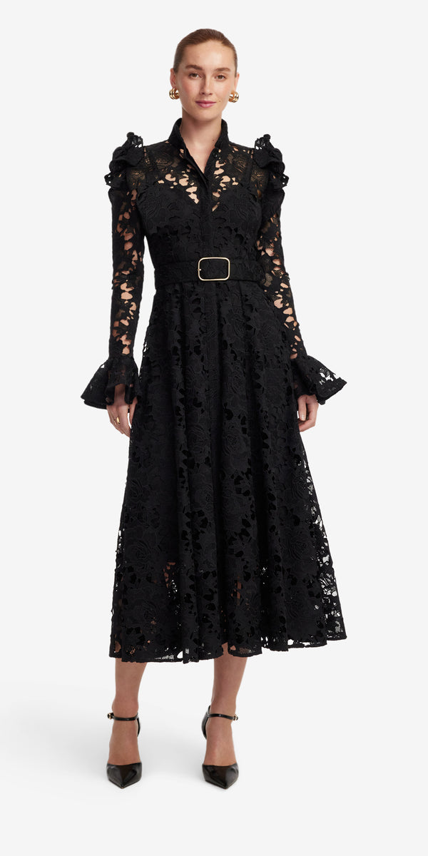 Leo Lin Aliyah Lace Butterfly Sleeve Midi Dress