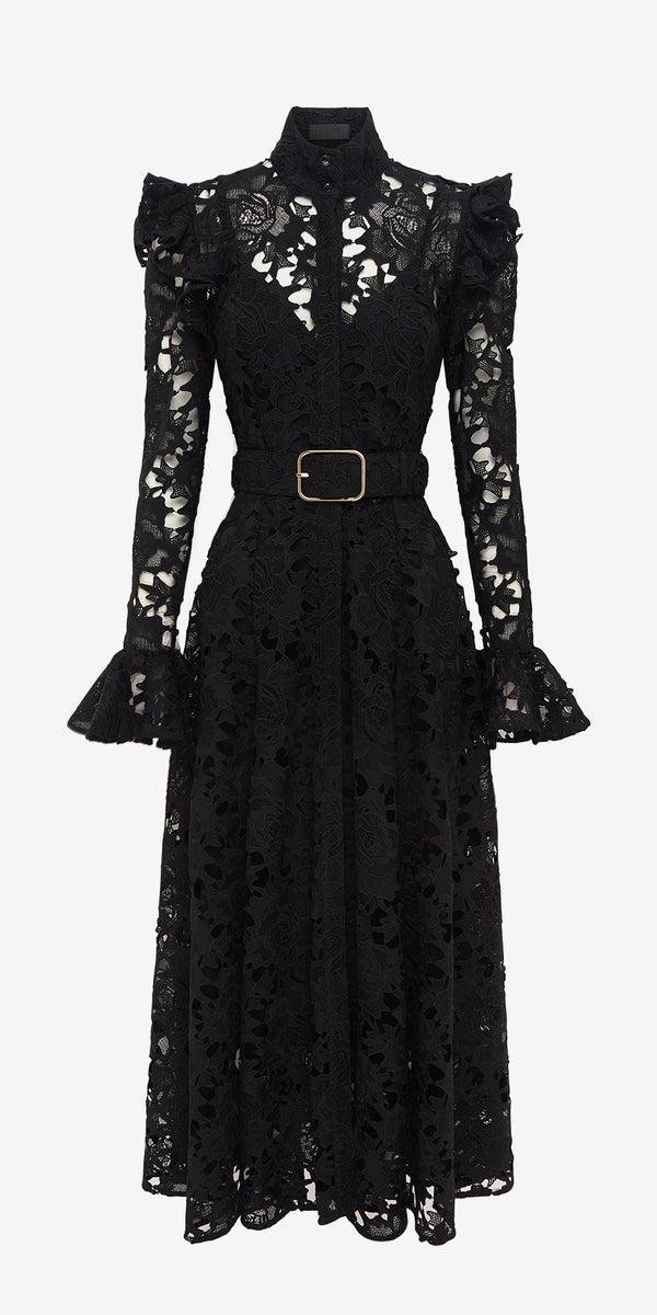 leo lin Aliyah Lace Butterfly Sleeve Midi Dress
