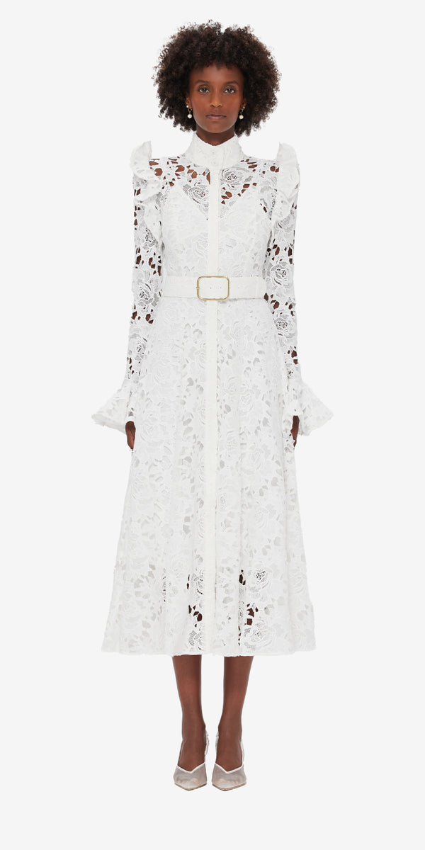 Leo Lin Aliyah Lace Butterfly Sleeve Midi Dress