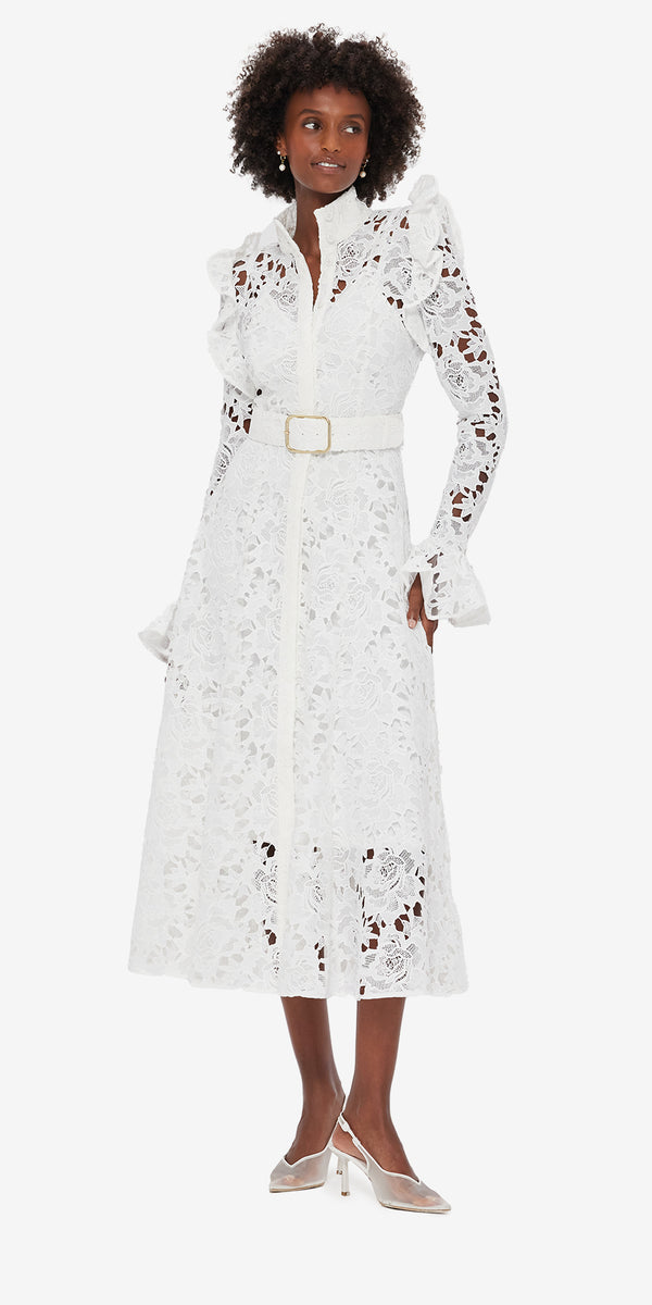 Leo Lin Aliyah Lace Butterfly Sleeve Midi Dress