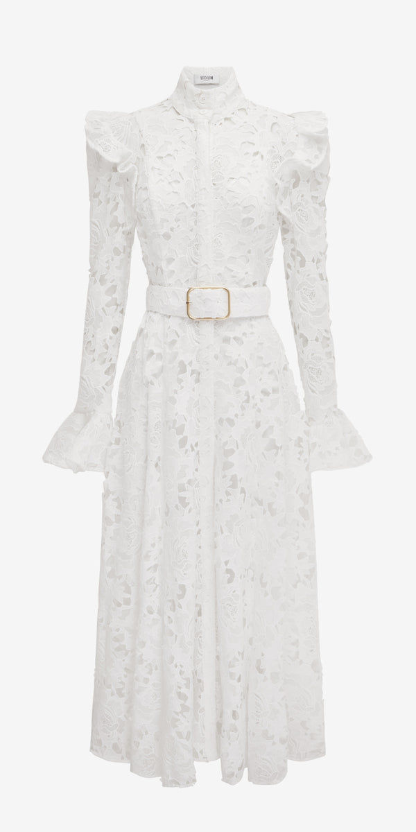 leo lin Aliyah Lace Butterfly Sleeve Midi Dress