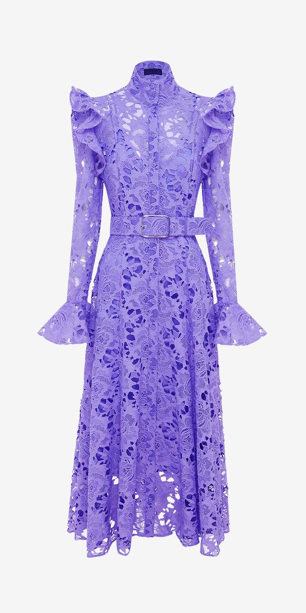 leo lin Aliyah Lace Butterfly Sleeve Midi Dress