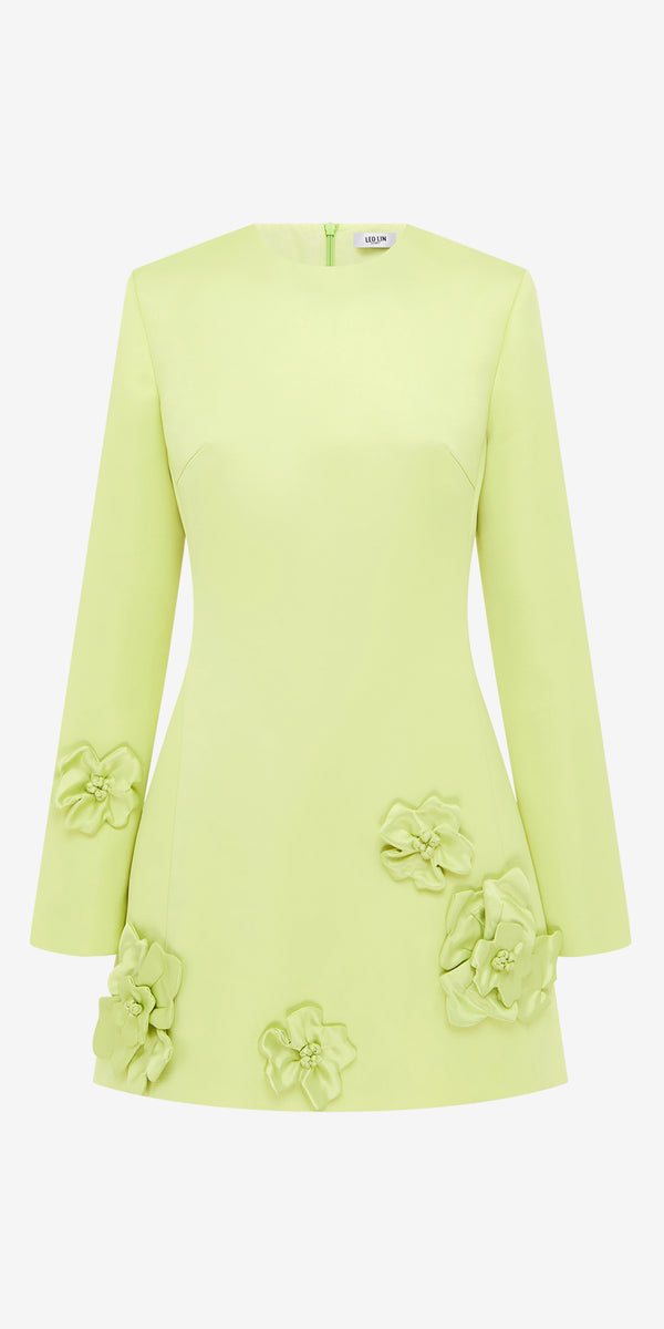 leo lin Aliza Long Sleeve Petal Mini Dress