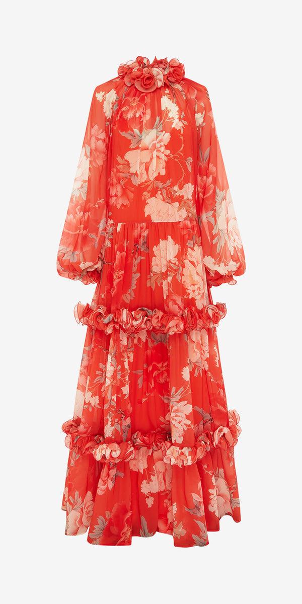 leo lin Angela Ruffled Maxi Dress