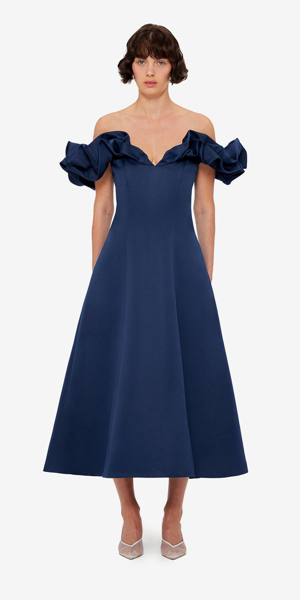Leo Lin Annie Off Shoulder Frill Midi Dress
