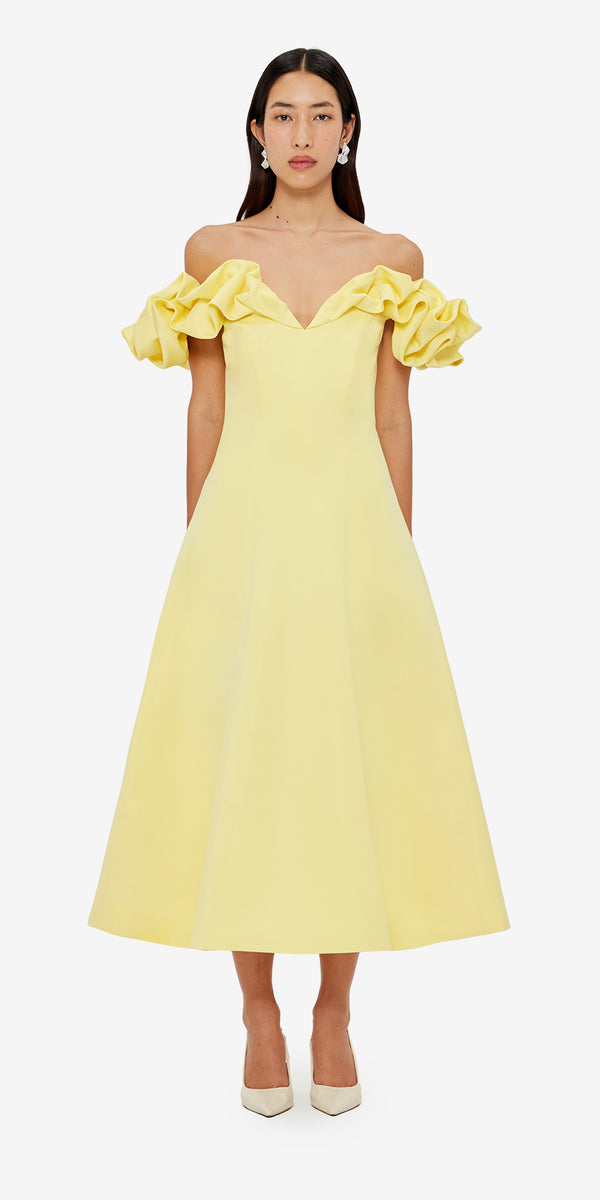 Leo Lin Annie Off Shoulder Frill Midi Dress